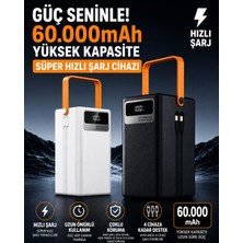 Atlt Atlantis 60.000MAH Powerbank Lightning-Type-C Şarj Kablolu Hızlı Şarj Kısa Devre Aşırı Isınma Koruma 4 Cihaza Kadar Destek Fenerli 3 Modlu Taşınabilir Dijital Ekranlı 4 Çıkış 3 Giriş