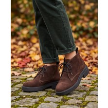 Futsi Shoes Aspen Kahverengi Hakiki Süet Deri Bağcıklı Kısa Günlük Kadın Bot