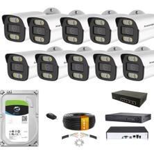 Anunnaki 10'li 4mp Ip Kamera Seti 16 Kanal Nvr Poe Switch Gece Görüşlü Sesli Metal Kasa Dış Mekan