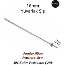 Bermega 16 mm Yuvarlak Şiş – 95CM Uzunluk - 304 Paslanmaz Çelik