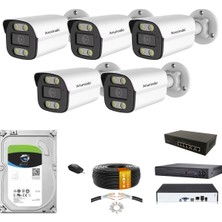 Anunnaki 5'li 4mp Ip Kamera Seti 8 Kanal Nvr Poe Switch Gece Görüşlü Sesli Metal Kasa Dış Mekan