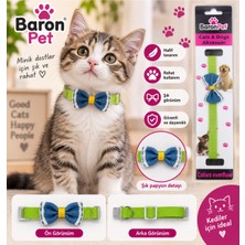 Baron Pet Kedi Tasması Yeşil Mavi Papyonlu Ayarlanabilir Klips Tokalı Boyun Tasması