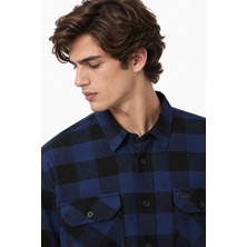 Lacoste Men's Relaxed Fit Button-Down Linen Shirt  Rahat Kesim Pamuklu Kareli Erkek Gömlek Lacivert