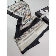 Lüks Vual Ipek Şal Hijab Fular Scarf Shawl Ekose Desen 70 x 180 cm