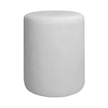 Rahat Mobilya Tamamen Döşeme Yuvarlak Puf - 38cm - Kadife - Kırık Beyaz
