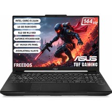Asus Tuf Gaming F16 FX607VJB-RL137 Intel Core 5 210H 16GB 512GB SSD RTX3050-6GB Freedos 16" Wuxga 144Hz Taşınabilir Bilgisayar