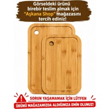 Aşkana Doğal Bambu Kesme Tahtası Seti Büyük & Küçük Boy Mutfak Doğrama ve Sunum Tahtası-