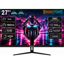 BRONZTURQ 27"180Hz 1 Ms (DP + HDMI + USB) FHD Kavisli Monitör  BTQ270FHD-A3
