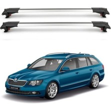 Cross Oto Aksesuarları Skoda Superb B6 Combi Wagon 2008-2015 için Ara Atkı Tavan Barı , Araca Özel , Kilitlenebilir Araç Üstü Ekipman Taşıma Barı (2 Adet)