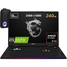 MSI Nb Raıder A18 Hx A8WHG-280TREP3 Amd Ryzen 9-8940HX 32GB 2tb SSD RTX5070TI Windows 11 Home 18" + Elektropasaj Çanta