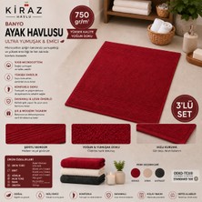 Kiraz Havlu Bornoz 3'lü Microcotton Banyo Paspası