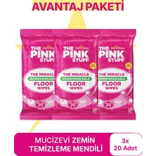 The Pink Stuff Biyolojik Parçalanabilirli Çok Amaçlı Zemin Temizleme Mendilleri Avantaj Paket 3X20'LI Pembe Mendil