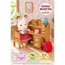Toyfest Sylvanian Families Çikolata Kulaklı Tavşan Freya Çalışma Masası Seti 5016 - 6.5 cm