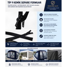 Bol Aksesuar Tip 9 Kemik Separe Siyah  Fermuar – Plastik Çift Elcikli, Deniz Suyuna Dayanıklı, Tekne Tente Branda Fermuarı 250 cm ( 2,5 Metre)