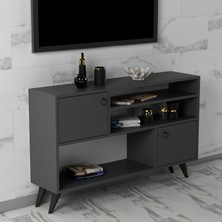 Mert Sert Mobilya Care 120cm Modern Tasarımlı Suntalam TV Sehpası Antrasit Renk 30 cm Derinlik