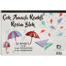 Alex Schoeller 35X50 Renkli Resim Defteri 25 li 120 gr Fon Kartonu ve Resim Kağıdı İçerir 0299