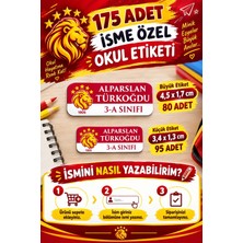 Mutluluğa Davetiye Aslan Temalı Sarı Kırmızı İsimli Okul Etiketi (175 Adet)