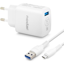 Gees Global Micro USB Qc 3.0 Hızlı Şarj Seti 18W 3.4A USB Adaptörlü 1 M Pvc Kablolu Beyaz ND1009