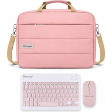 Microcase Honor Pad V9 11.5 Inch Tablet ile Uyumlu Tablet Notebook Macbook Çantası + Bluetooth Klavye ve Mouse Set Pembe - AL5895