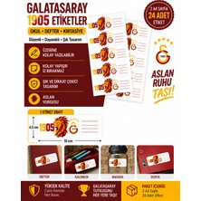 Kırtasiye Turuncu Galatasaray 1905 Aslan Temalı Etiket 24 Adet – 2 A4 – 4x8 cm – Okul Defter Kırtasiye Etiketi