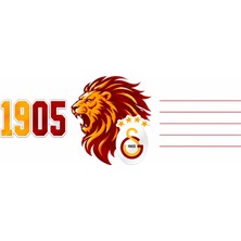 Kırtasiye Turuncu Galatasaray 1905 Aslan Temalı Etiket 24 Adet – 2 A4 – 4,5x10 cm – Okul Defter Kırtasiye Etiketi