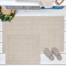 Matmel Soft Kare 2'li Banyo Paspası - Ekru - 60X100 cm + 50X60 cm
