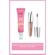 Pure Beauty Deborah Super Gloss Pearly Chestnut 08+Cc Krem SPF50 Pa++++ Ivory 30 ml