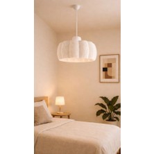 Fma Ara Beyaz Modern Dokulu, Pinterest Tarzı Özel Tasarım Sarkıt Avize - E27
