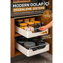Tasarım Evi Çok Amaçlı Raylı Dolap Içi Çekmece Organizer Sürgülü Mutfak Banyo Kiler Düzenleyici Organizer 1 Adet