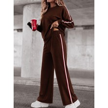Alyn Wear Kadın Uzun Kollu Bisiklet Yakalı Şerit Detaylı Viskon Iki Iplik Bluzu ve Pantolon Ikili Takım