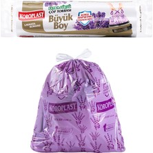 Uravas Store Koroplast Lavanta Kokulu Büyük Boy Büzgülü Çöp Poşeti 10'lu 65X70 Cm, Kolay Bağlanır Kokulu Büzgülü Büyük Boy Çöp Torbası, Sızdırmaz, Yırtılmaz, Geri Dönüştürülebilir Torba, Ekstra Güçlü Çöp Poşeti