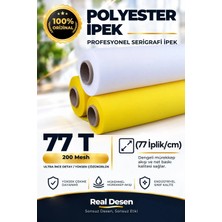 Real Desen 77T Serigrafi Baskı İpeği Beyaz / Sarı Polyester Mesh - Profesyonel Elek Baskı Bezi (Cam, Metal, Seramik)