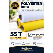 Real Desen Serigrafi Baskı Ipeği - 55T Numara - Beyaz Polyester Mesh - 140CM x 100CM Rulo Kumaş (Cam, Metal Ve...