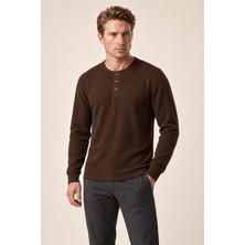 Redline Bron Erkek Yeni Sezon Oversize Düğmeli Sweatshirt Kahve