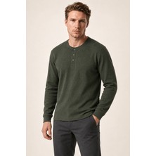 Redline Bron Erkek Yeni Sezon Oversize Düğmeli Sweatshirt Haki