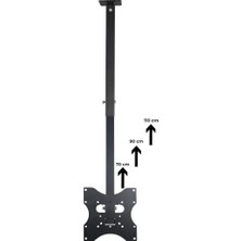 Teknohediyem Powermaster Pm-32 Tavan Tipi Tv Askı Aparatı 32 Inç Üzeri LCD LED Plazma Dönebilen Eğimli Ayarlanabilir 70-110CM 70KG Vesa 200X200 300X300 400X400 600X400 Televizyon Tavan Montaj Aparatı Askısı Siyah