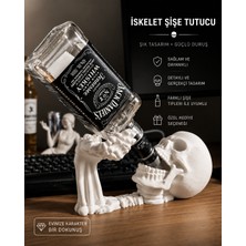 Arjomand Design Iskelet Şişe Tutucu – Dekoratif Kuru Kafa Şişe Standı