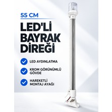 Han Marin 40 cm LED Aydınlatmalı Krom Bayrak Direği