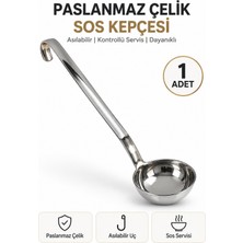 Beylini Endüstriyel Sos Kepçesi Paslanmaz Çelik Uzun Saplı Asılabilir Sıvı Dökme Servis Kepçesi Lokanta Restoran