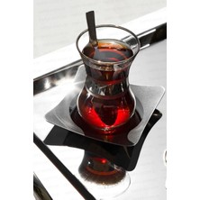 Nehir Karanfil Çelik Çay Tabak - Bardak Altlığı Çay Tabağı 12 Li