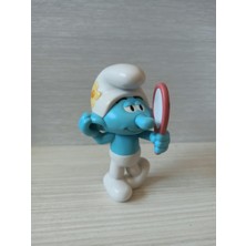 Hureggo Vintage Orijinal Peyo Şirinler Süslü Şirin (Vanity Smurf) El Aynalı Koleksiyon Figürü - 9.5 cm