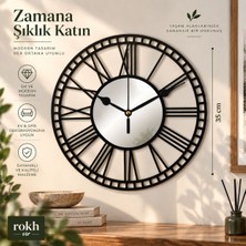 Rokh 35 cm Dekoratif Duvar Saati | Roman Rakamlı Modern Saat | Salon Ev Ofis Dekoru