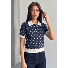Puantiyeli Kısa Kol  Bluz Lacı