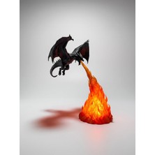 Plato 3D Alev Efektli Ejderha Gece Lambası / 3D Ejderha Figürlü Masa Lambası