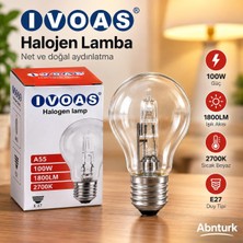 Abnturk 2 Adet 100W E27 Duy 1800LM Akkor Işıklı Halojen Ampul-Sarı Işık 2700K Ampul