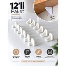 Mabs Tech 12'li Plastik Raf Pimi Braket - 5 mm Dolap ve Mobilya Raf Tutucu Beyaz (3d Pla Baskı)