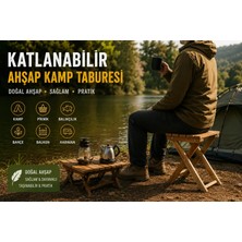 Ender Mobilya Ender Ahşap Katlanabilir Tabure, Katlanabilir Tabure, Kamp Taburesi, Piknik Taburesi