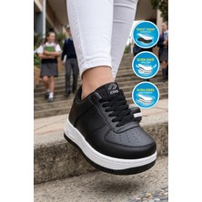 Cool Siyah Bağcıklı Kalın Tabanlı Unisex Yürüyüş ve Spor Ayakkabı Klasik Sneaker Pekin Kısa