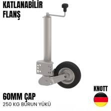 Knott Destek Tekeri Pilot Teker 250 kg 60MM - Katlanabilir Flanşlı - Krikolu