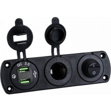 Shuivan Shuıvan Kombine Şarj Paneli Ikili USB - 12V Çakmak Söketi - On Off Anahtar